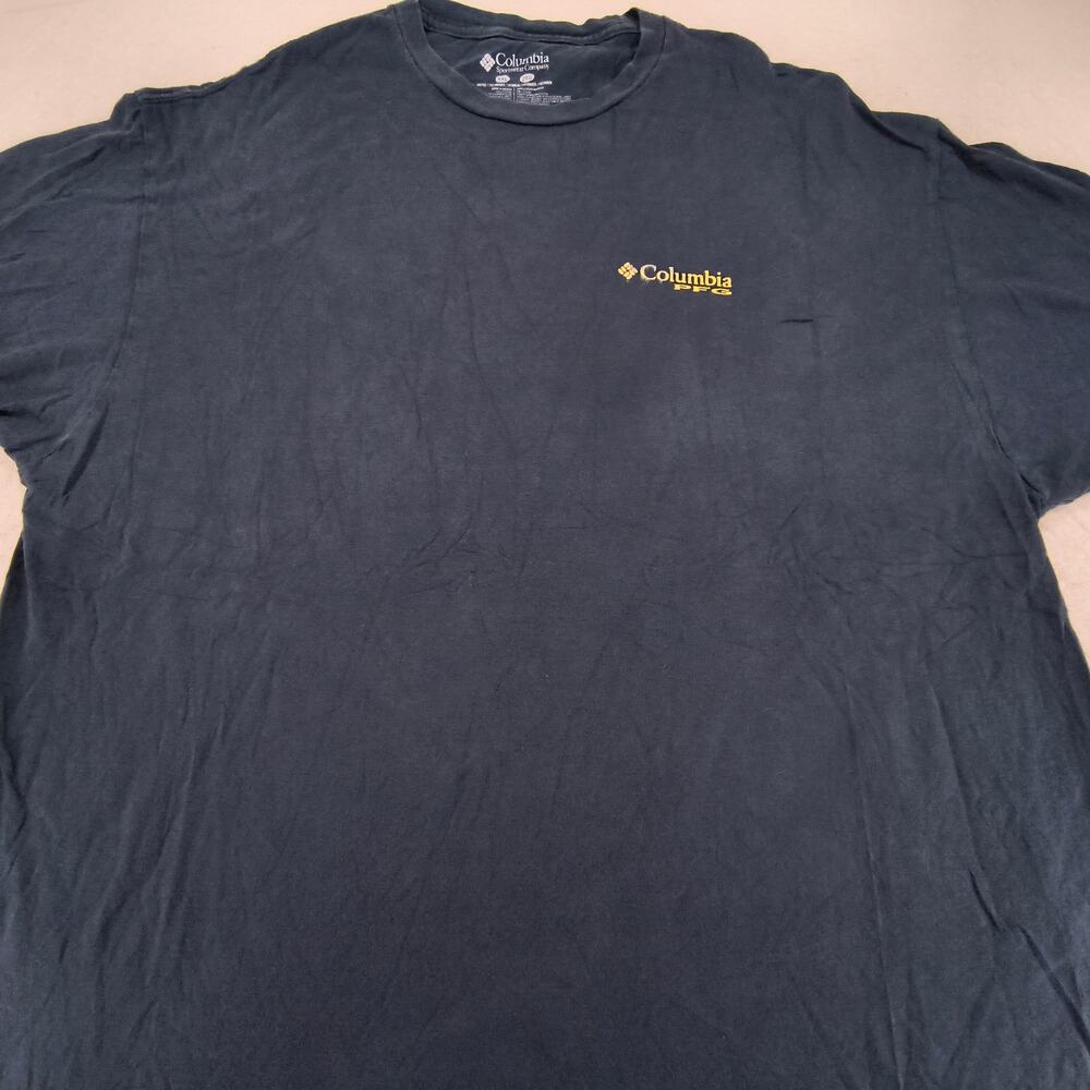 Columbia Short Sleeve Crew Neck Graphic T Shirt Mens Size 2XL Navy Blue